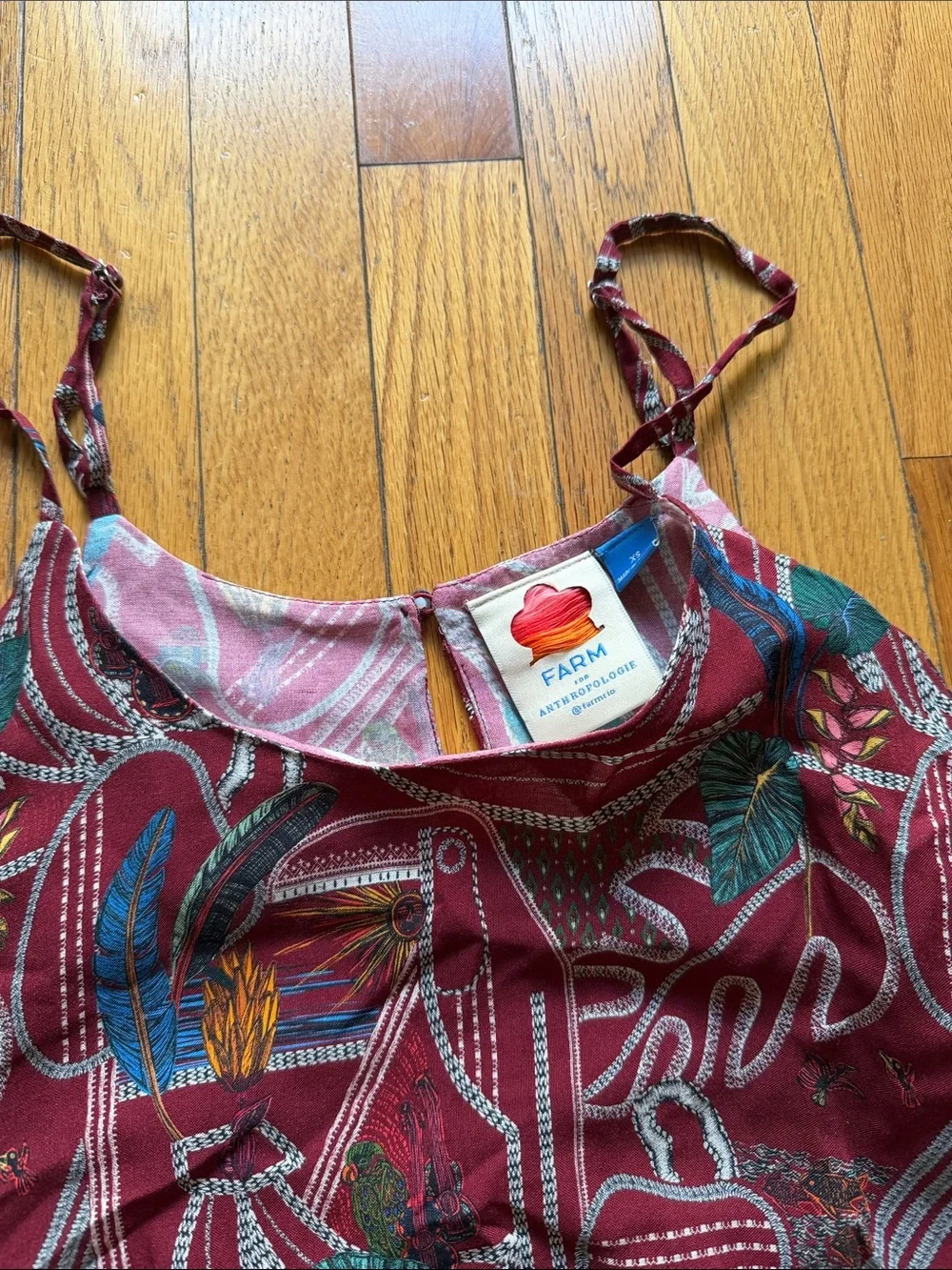FARM Rio Burgundy Multi-Print Spaghetti Strap Camisole